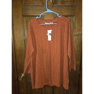 Soft Surroundings Goldie Tunic Top Dark Copper Ribbed Knit 2X NEW